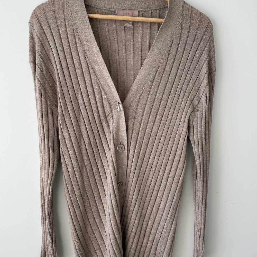 Long cardigan, greige color, size S, H&M, perfect condition